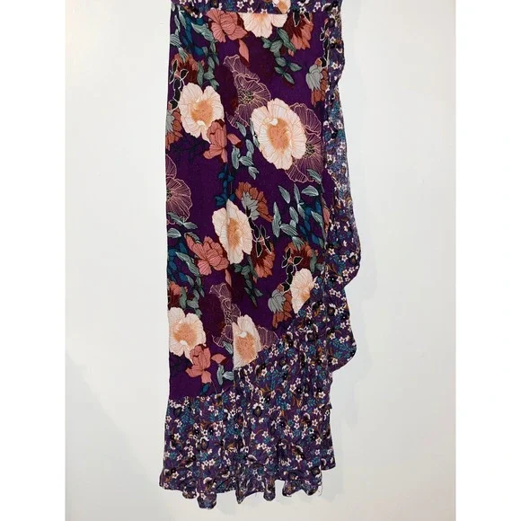 BAND OF THE FREE Livie Floral Print Maxi Dress Ruffle Wrap Smocked Back | Small - Picture 7 of 13